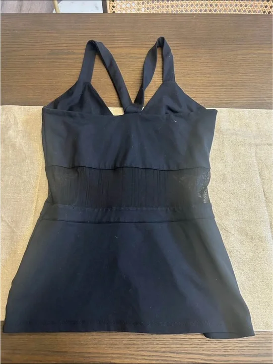 bebe Black Mesh-Trim Tank Top - Picture 4 of 7